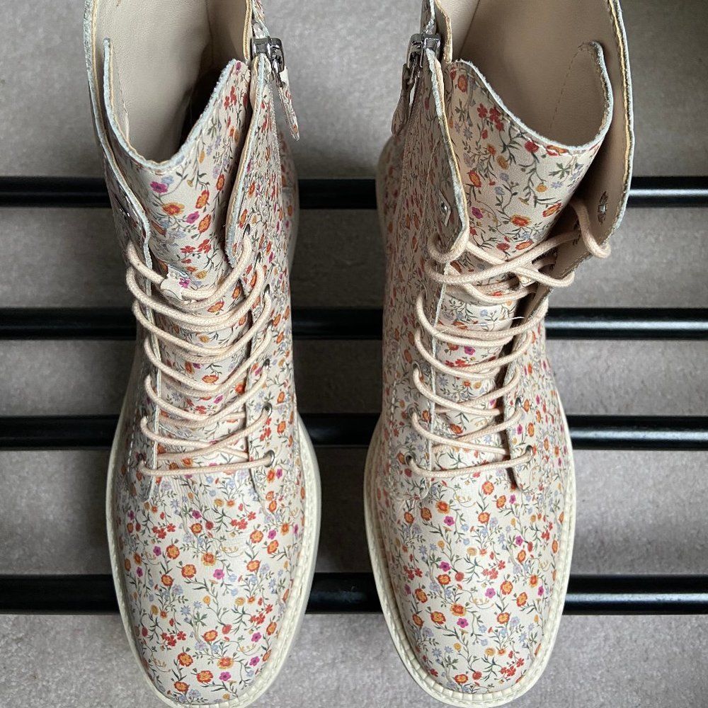 SCHUTZ Women McKenzie Leather Combat Boots NEW - Picture 2 of 7